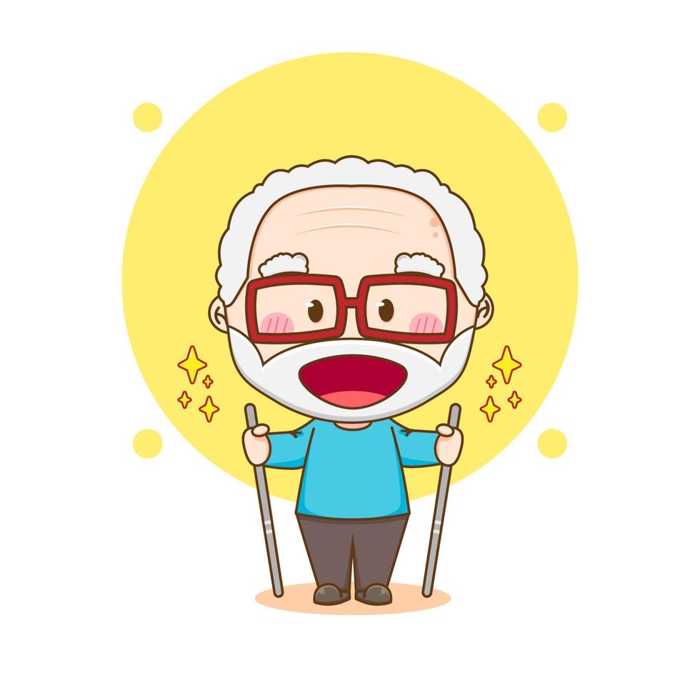 Cute grandfather cartoon character vector