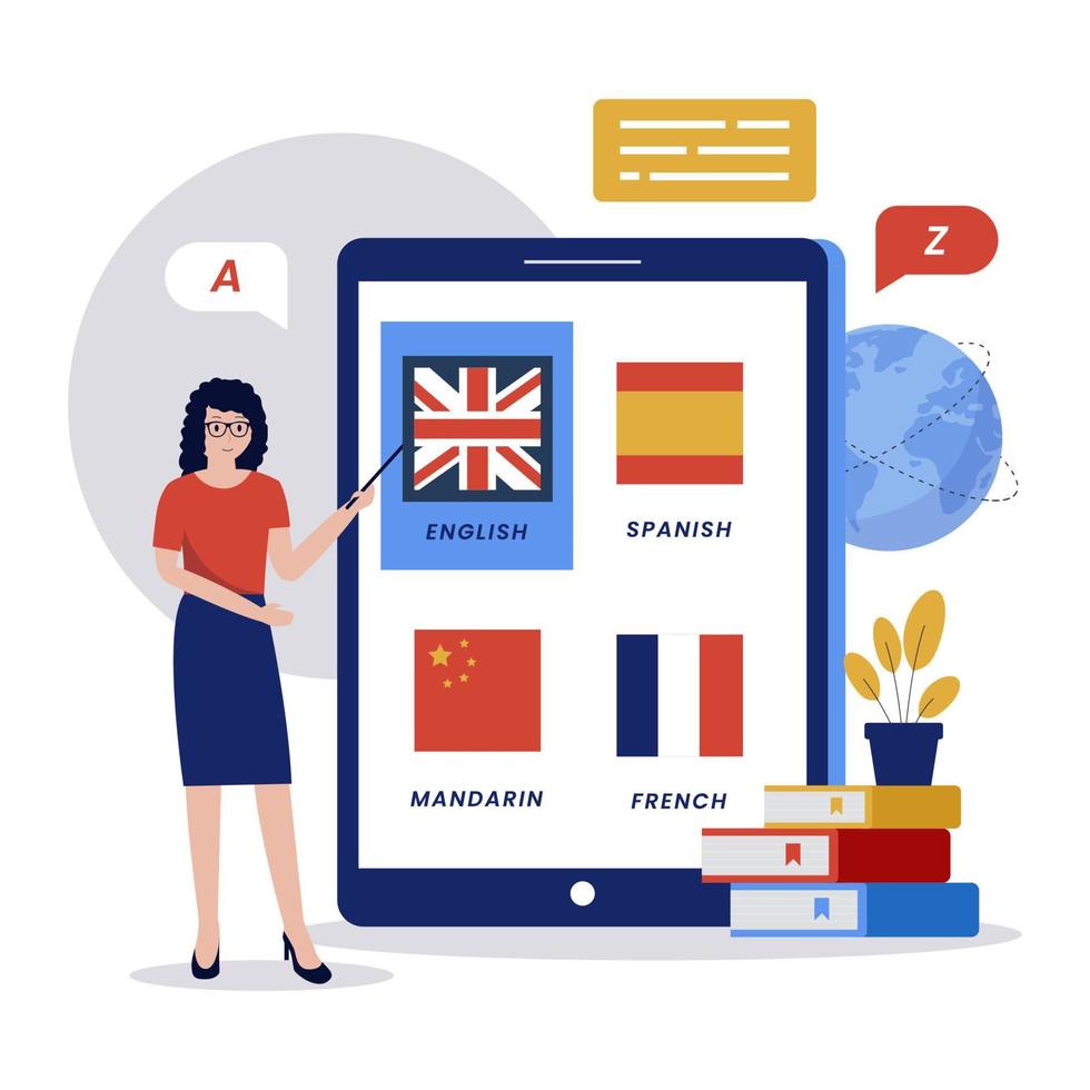 Online language course illustration design concept vector