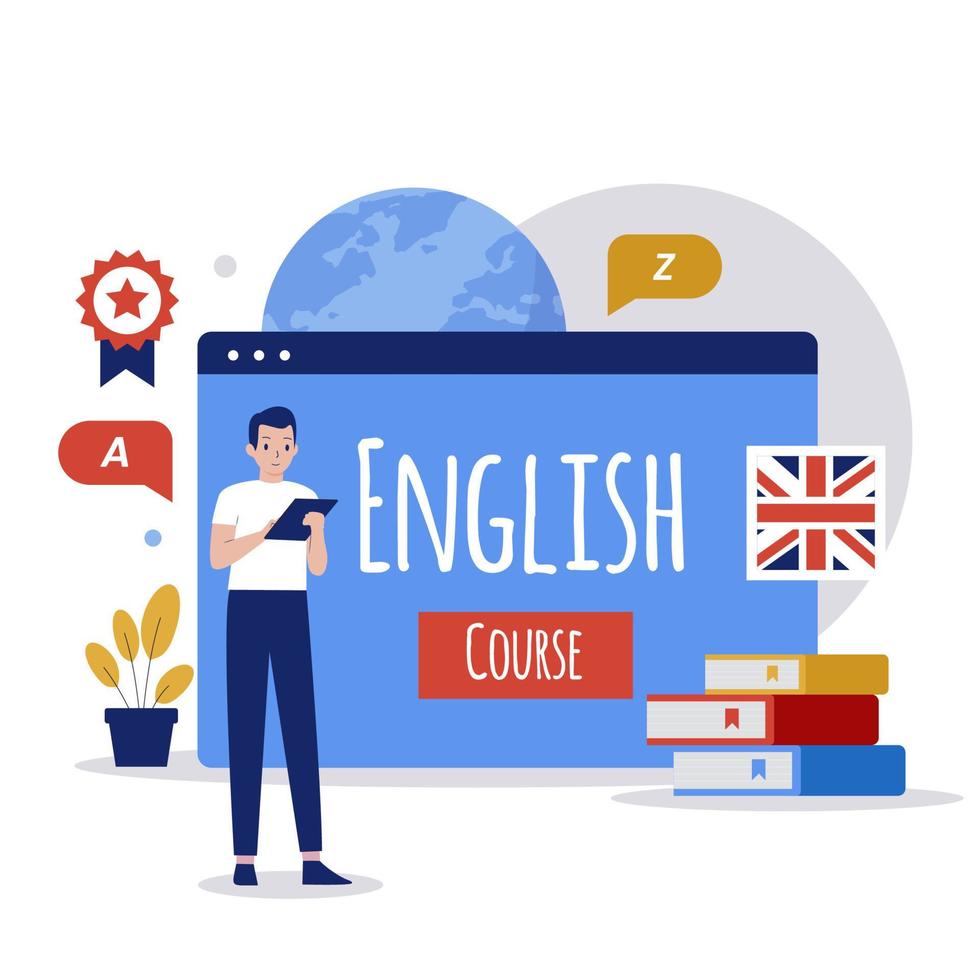 Online language course illustration design concept vector