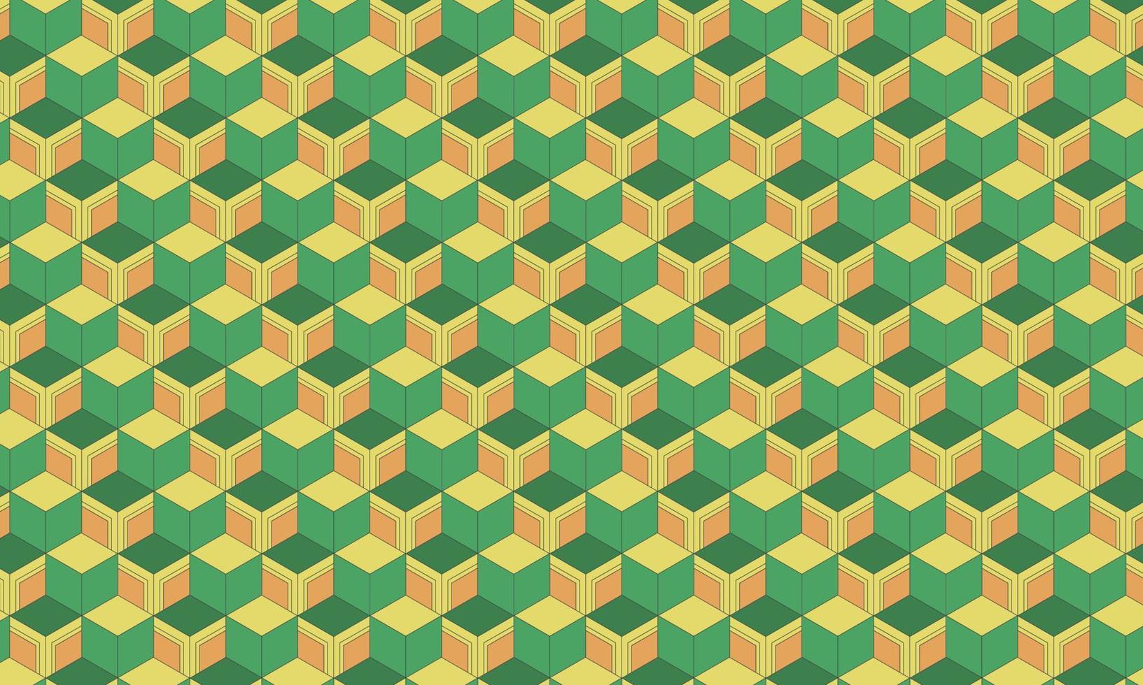 Green And Yellow Cube Pattern Background, Design Perfect For Pillow, Print, Fashion, Clothing, Fabric, Kimono vector