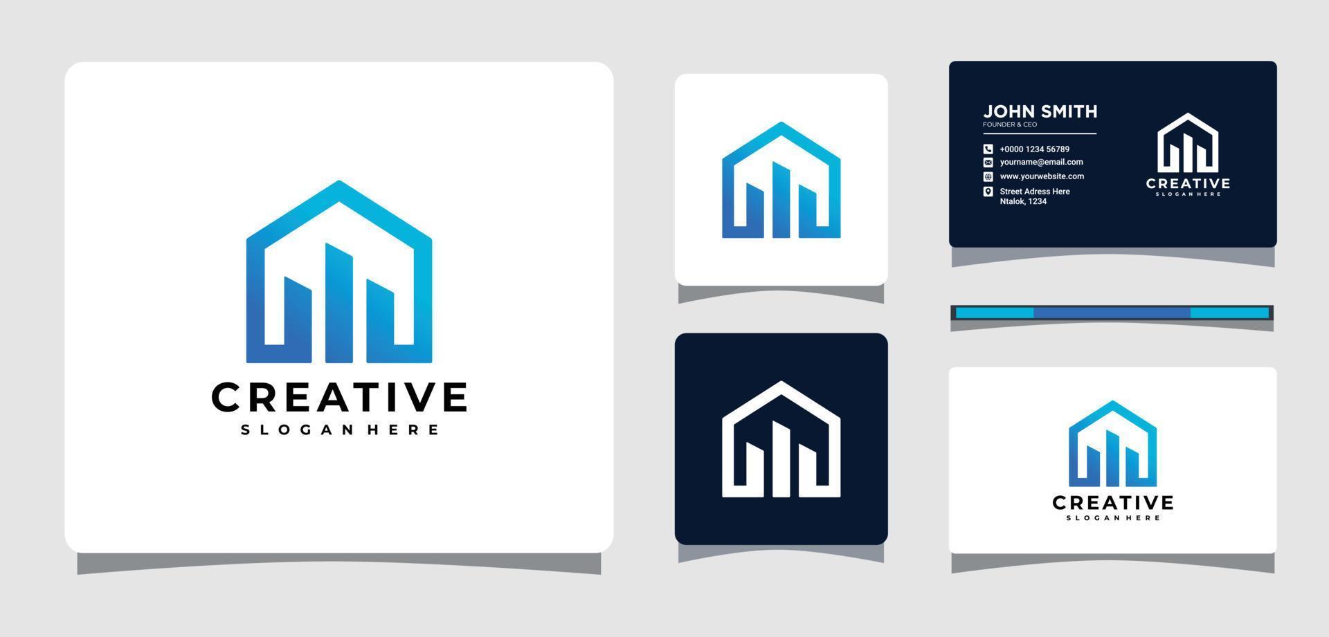 House Real Estate Logo Template With Business Card Design Inspiration vector