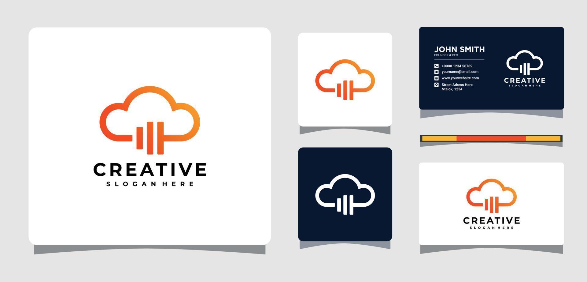 plantilla de logotipo de gimnasio en la nube y barra con inspiración para el diseño de tarjetas de visita vector
