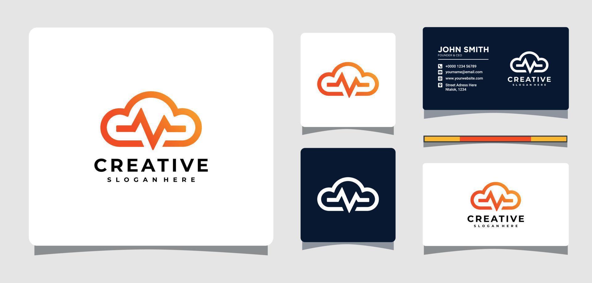 Cloud and abstract wave Logo Template With Business Card Design Inspiration vector