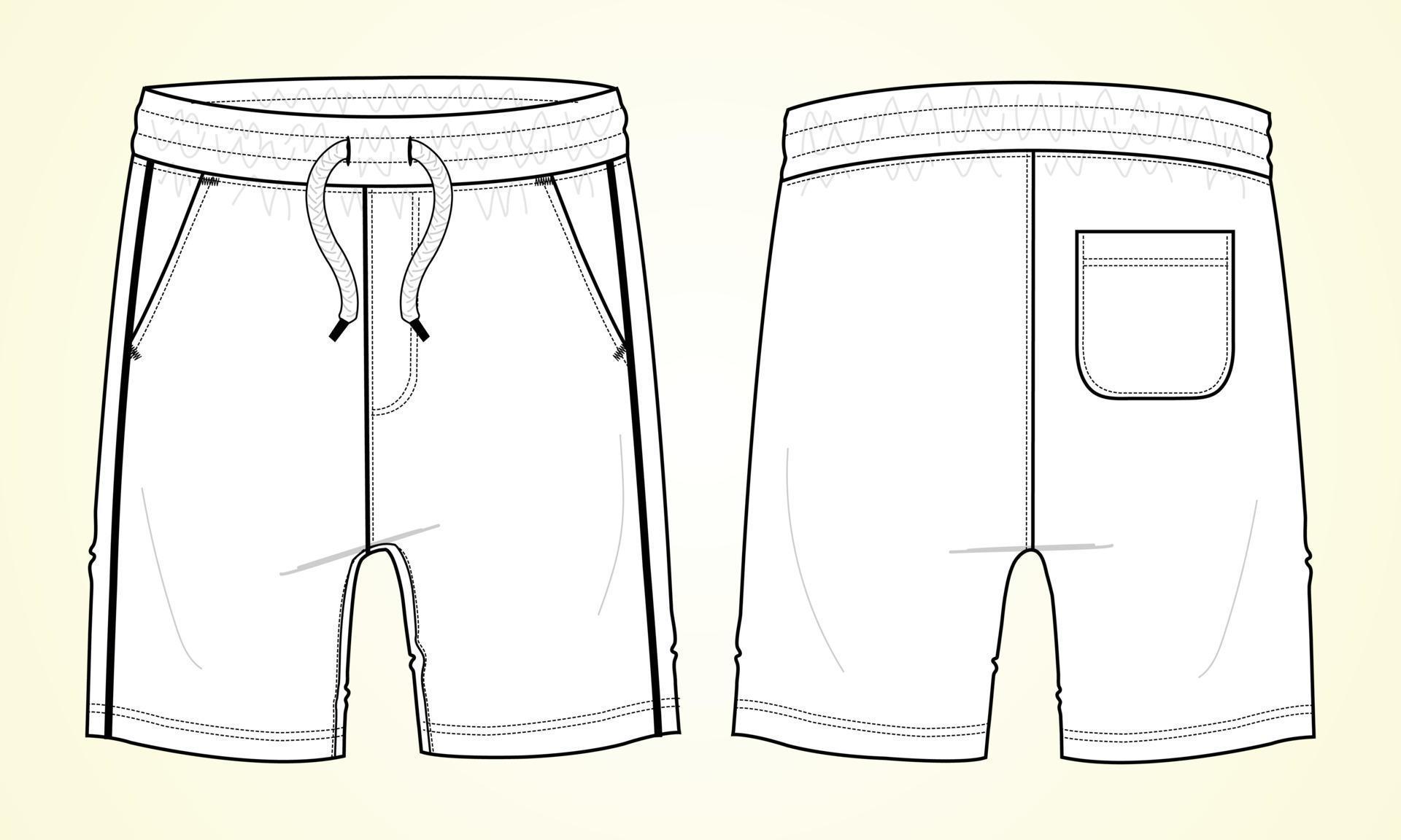 Boys Sweat Shorts vector illustration fashion flat sketch template ...