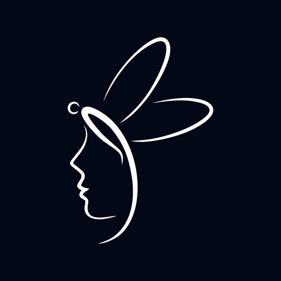 dragonfly woman. a combination of a woman's face and a dragonfly vector