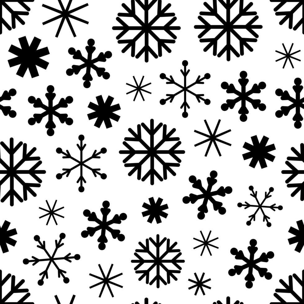 Winter seamless pattern from snowflakes. Fabulous background for design on theme of cozy winter, New Year, Christmas. Flat cute baby illustrations vector