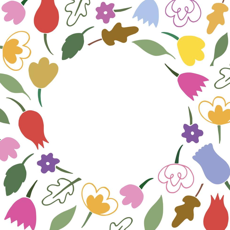 Cute frame for inscriptions from simple scandi summer flowers vector