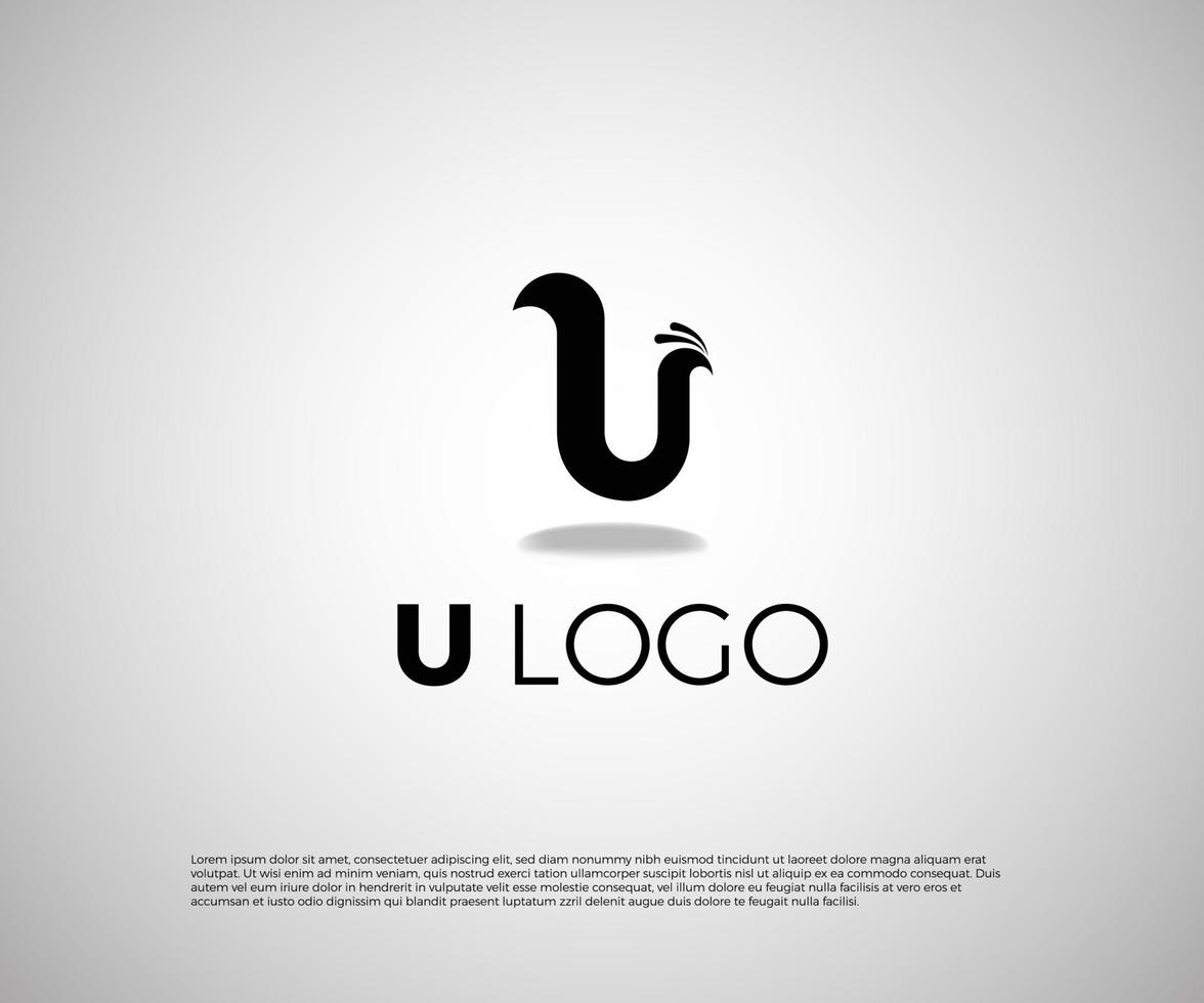 U logo Design with Cock Vector