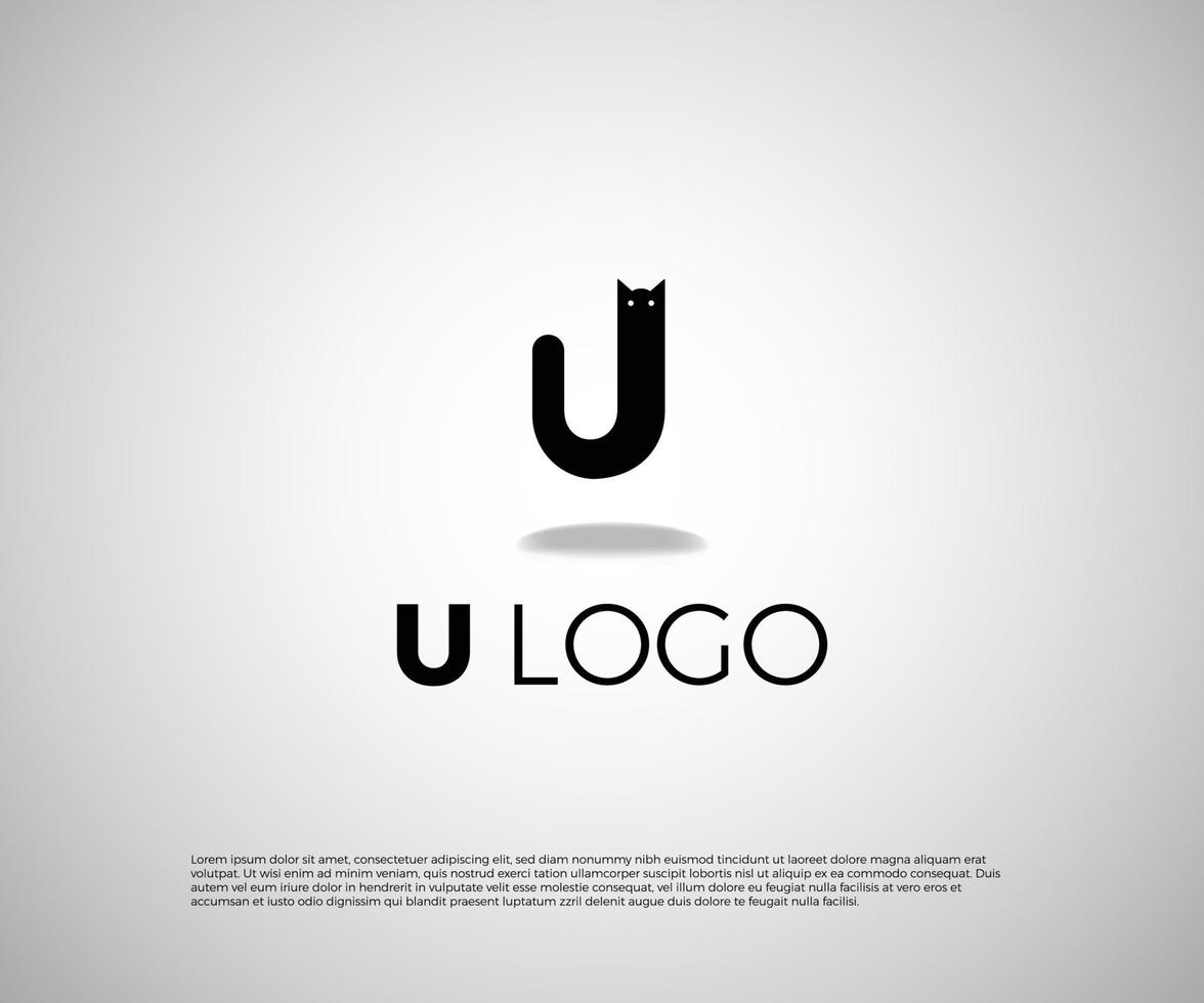 U logo Design with Cat Vector