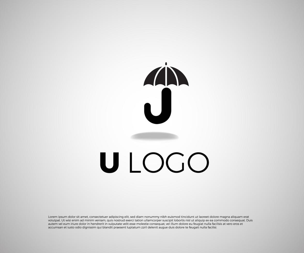 U logo Design with Umbrella vector