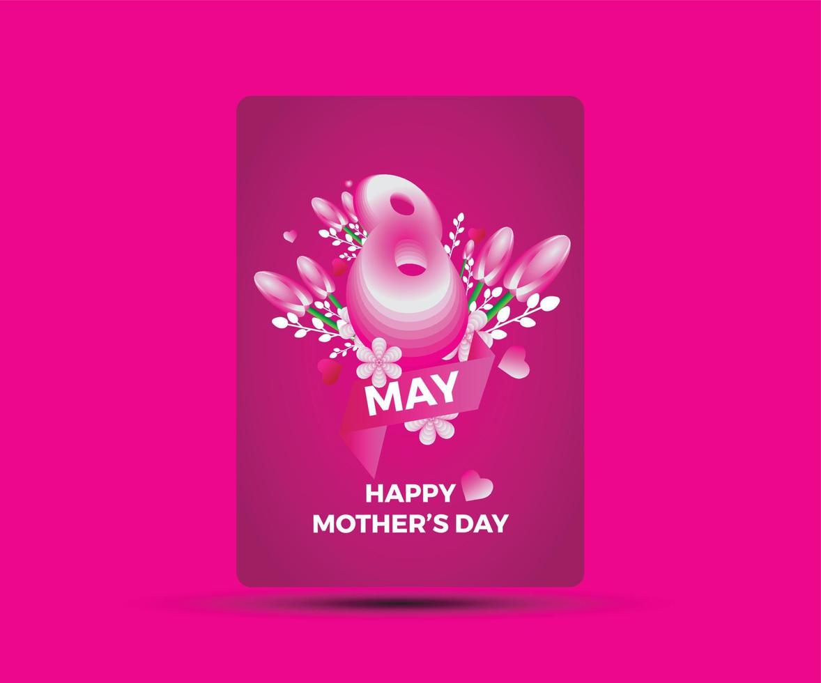 Mother's Day wish Card mockup Design vector
