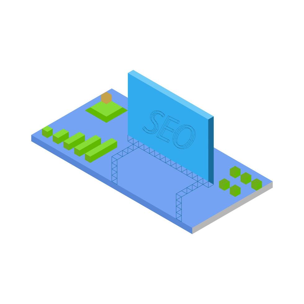 Seo 3d data analysis tool isometric concept vector