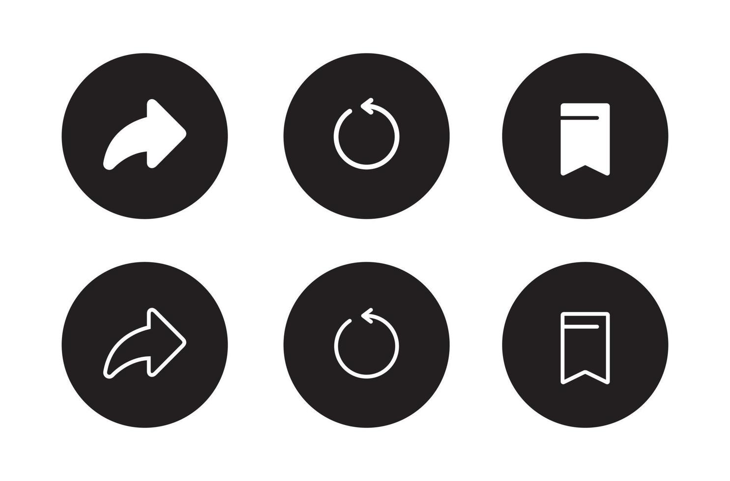 Share, Reload, and Save Icon Vector in Circle Button