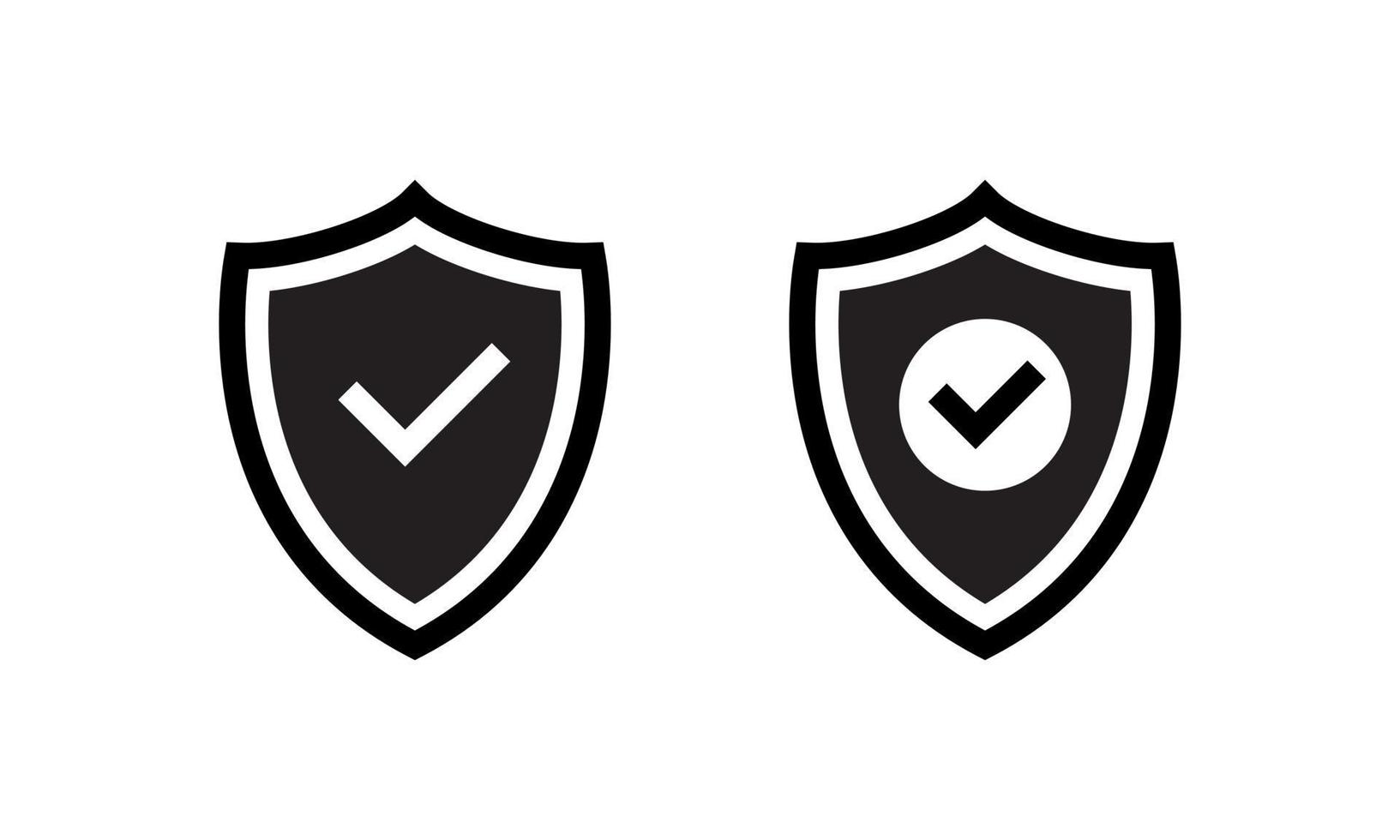 Shield Icon with Check Mark in Black Style vector