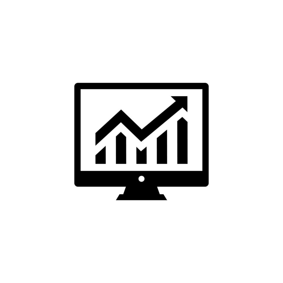 Graph in Computer Monitor, Chart Analytics on Screen Icon Vector