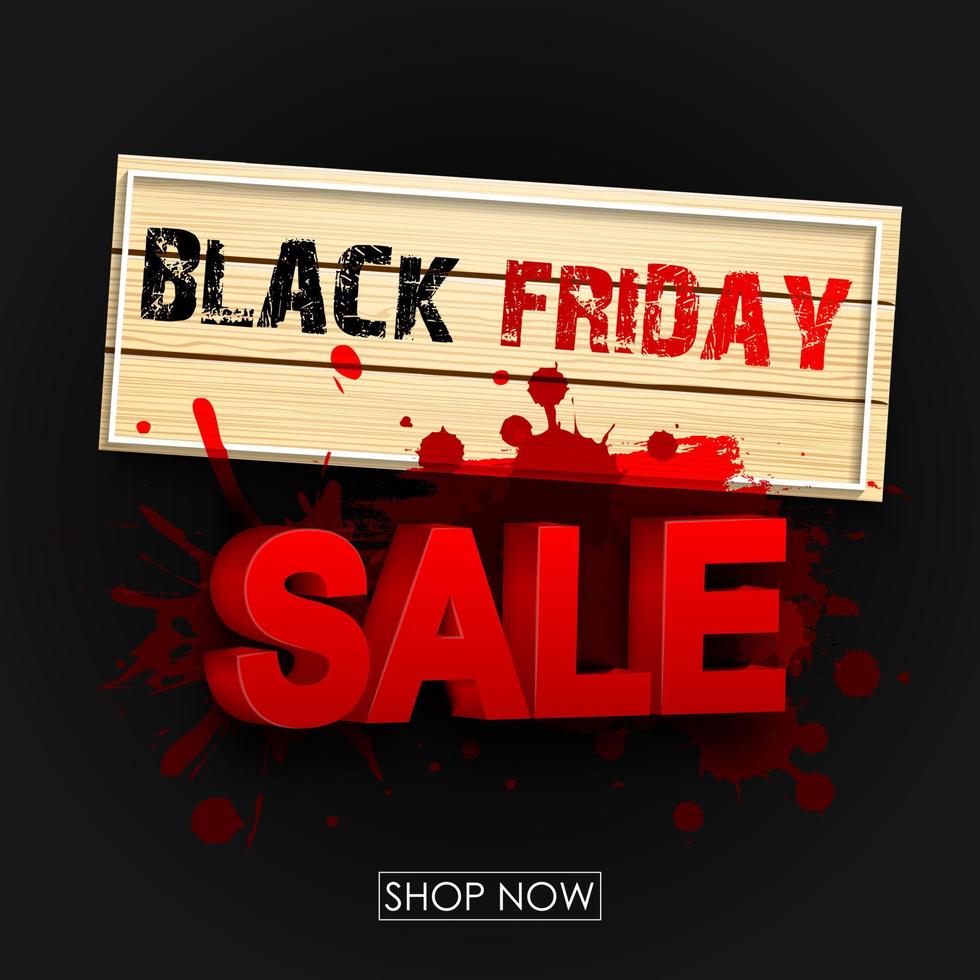 Wooden sign black friday sale vector