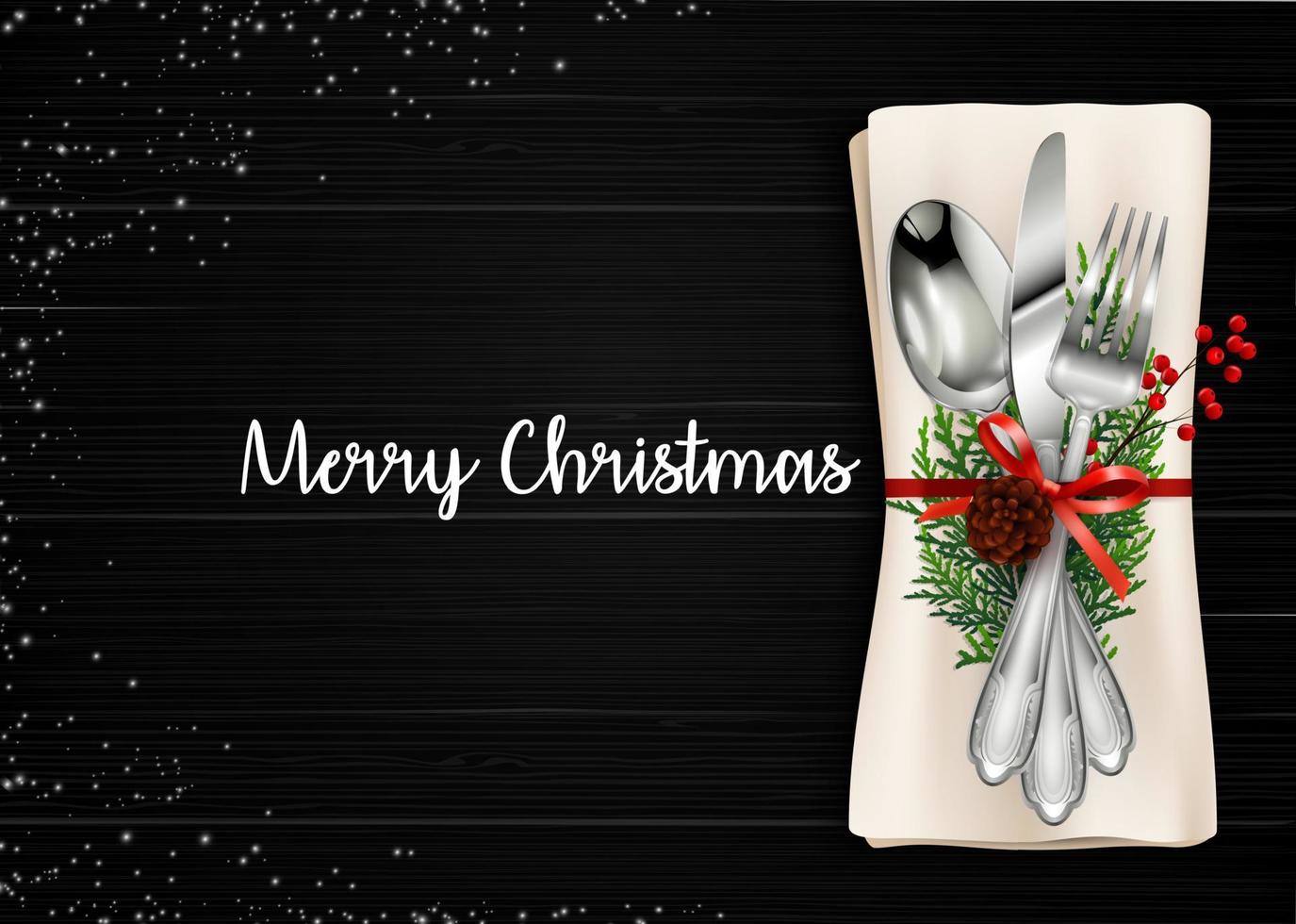 Vector illustration of Christmas meal table setting background