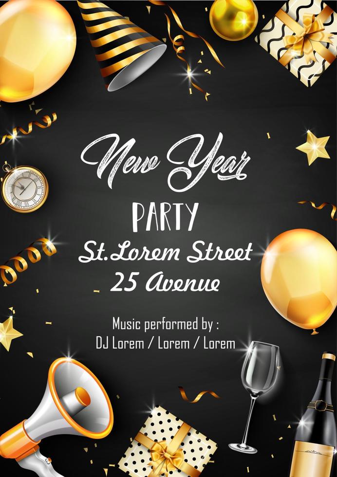 Vector illustration of New year party design template with elements