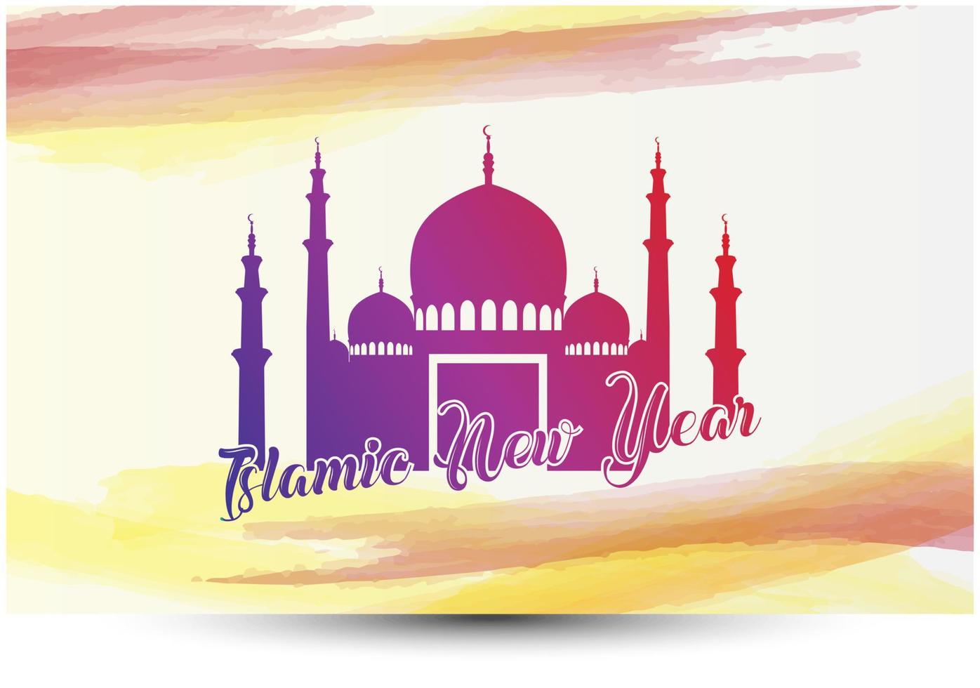 Vector illustration of Islamic new year greeting card with mosque