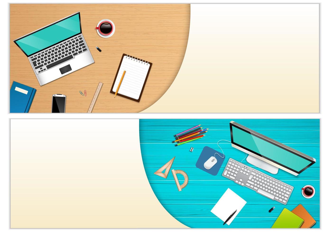 Workplace office with a laptop and office equipment vector