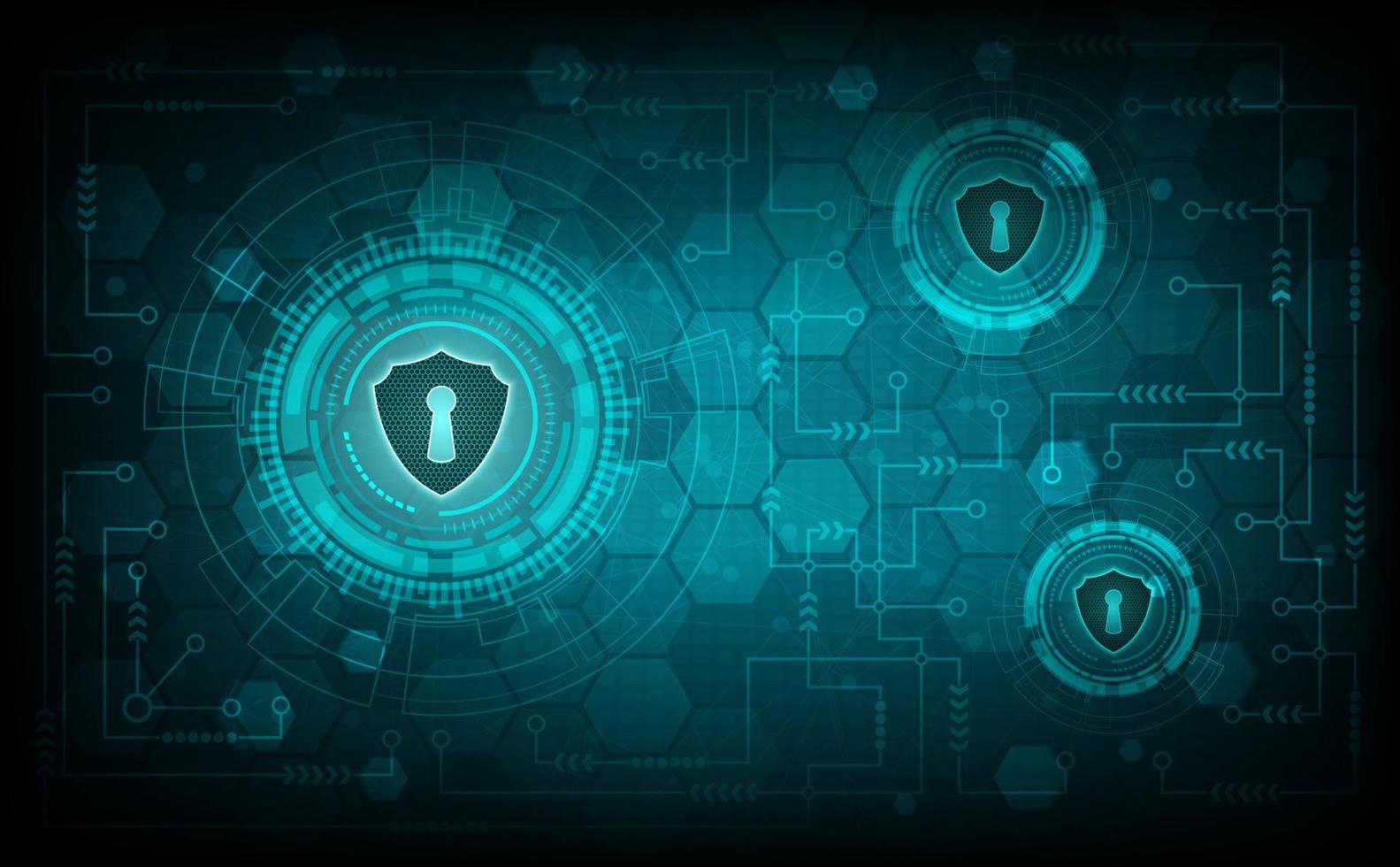 Technology security concept with shield and keyhole vector