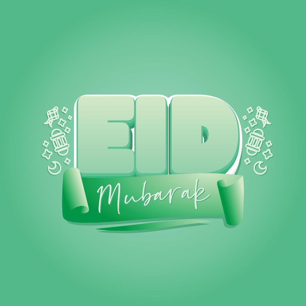 eid mubarak template for greeting card post vector