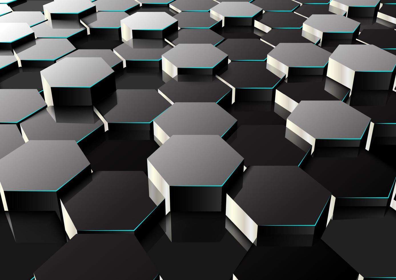 Vector illustration of Perspective hexagonal background