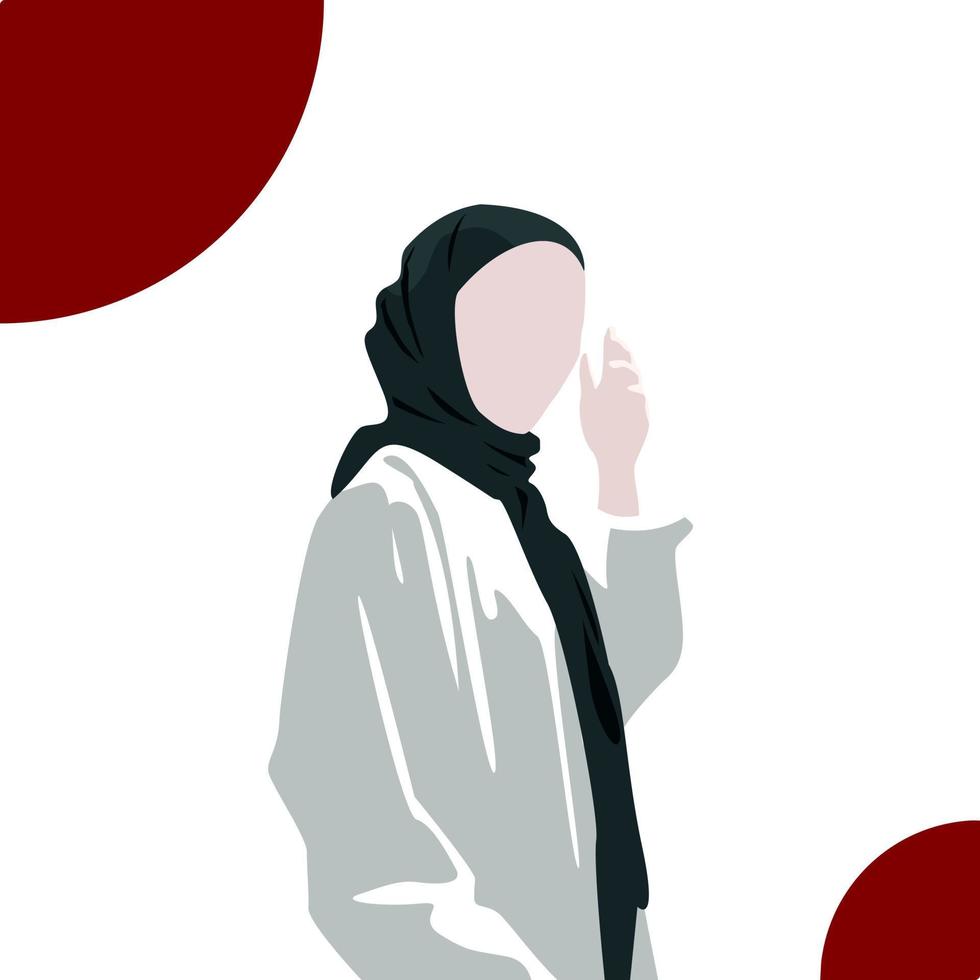 ilustración de una hermosa mujer musulmana usando hiyab. vector