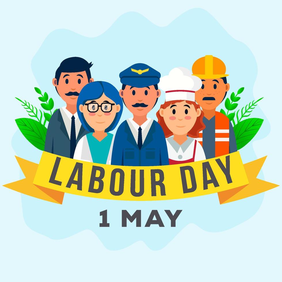 labour day on 1 may illustration design with A Group Of People Of Different Professions vector