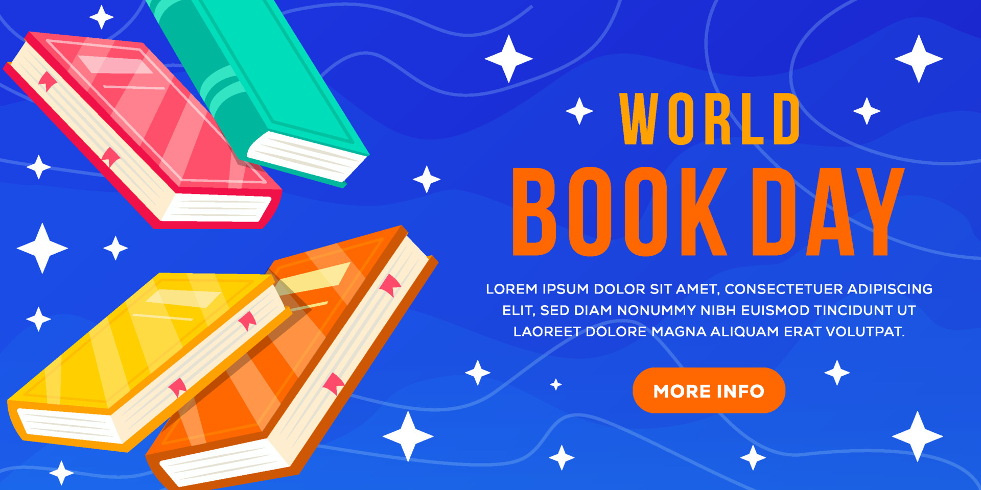 world books day illustration horizontal banner 7000534 Vector Art at