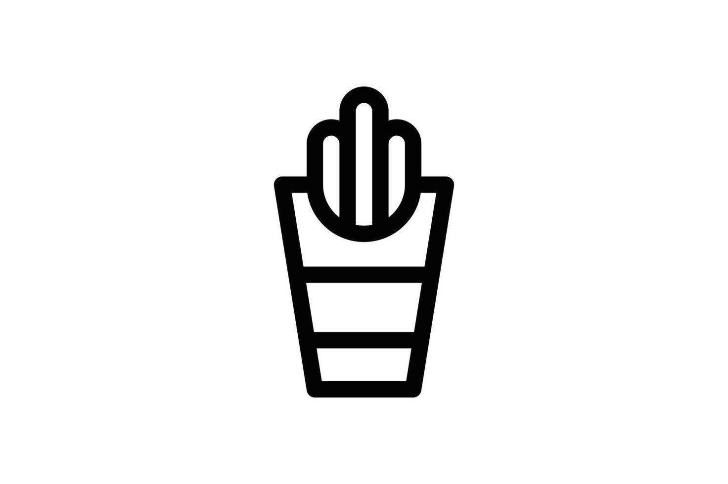 French Fries Icon Fast Food Line Style Free vector