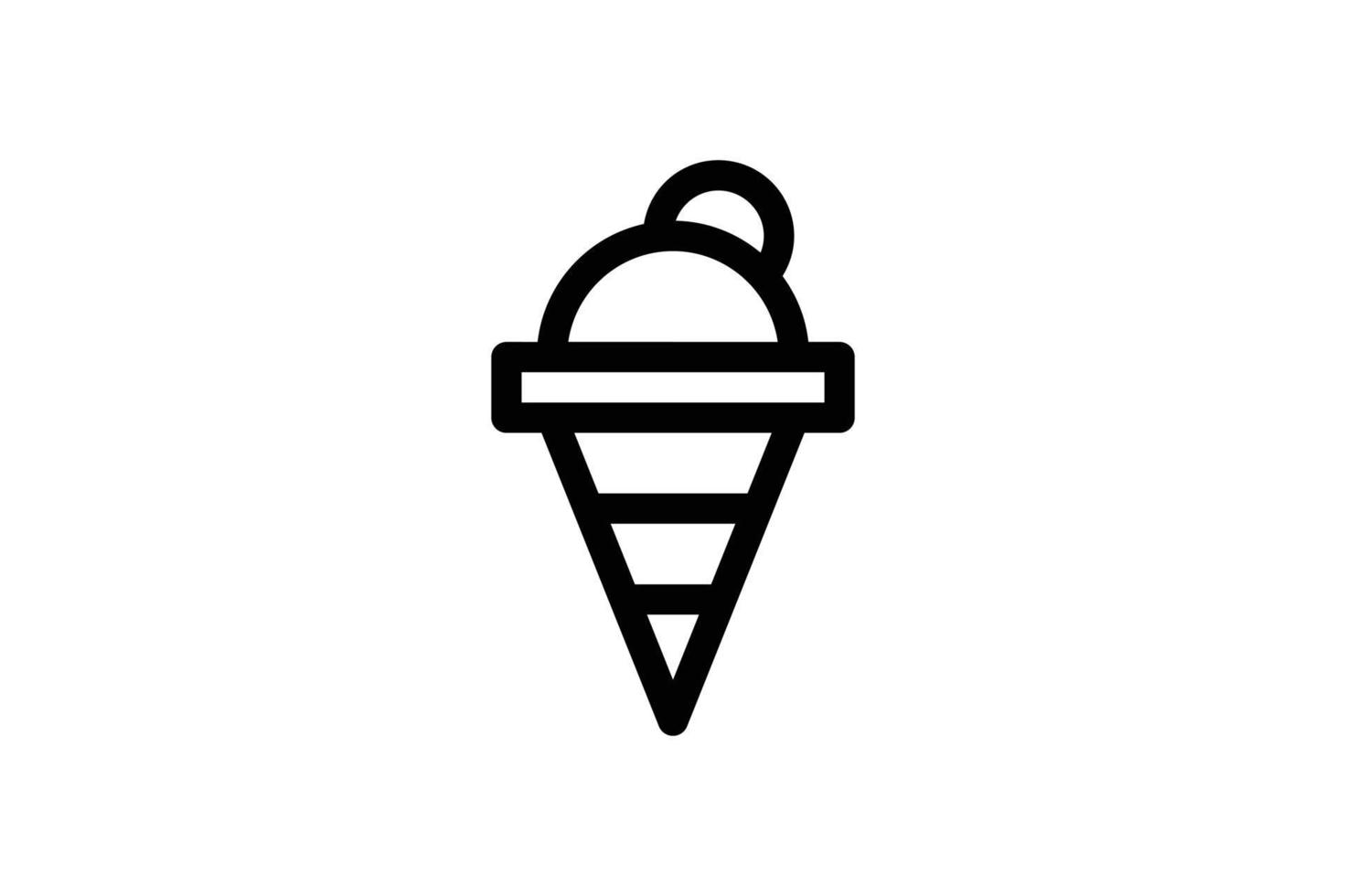 Ice Cream Icon Dessert Line Style Free vector