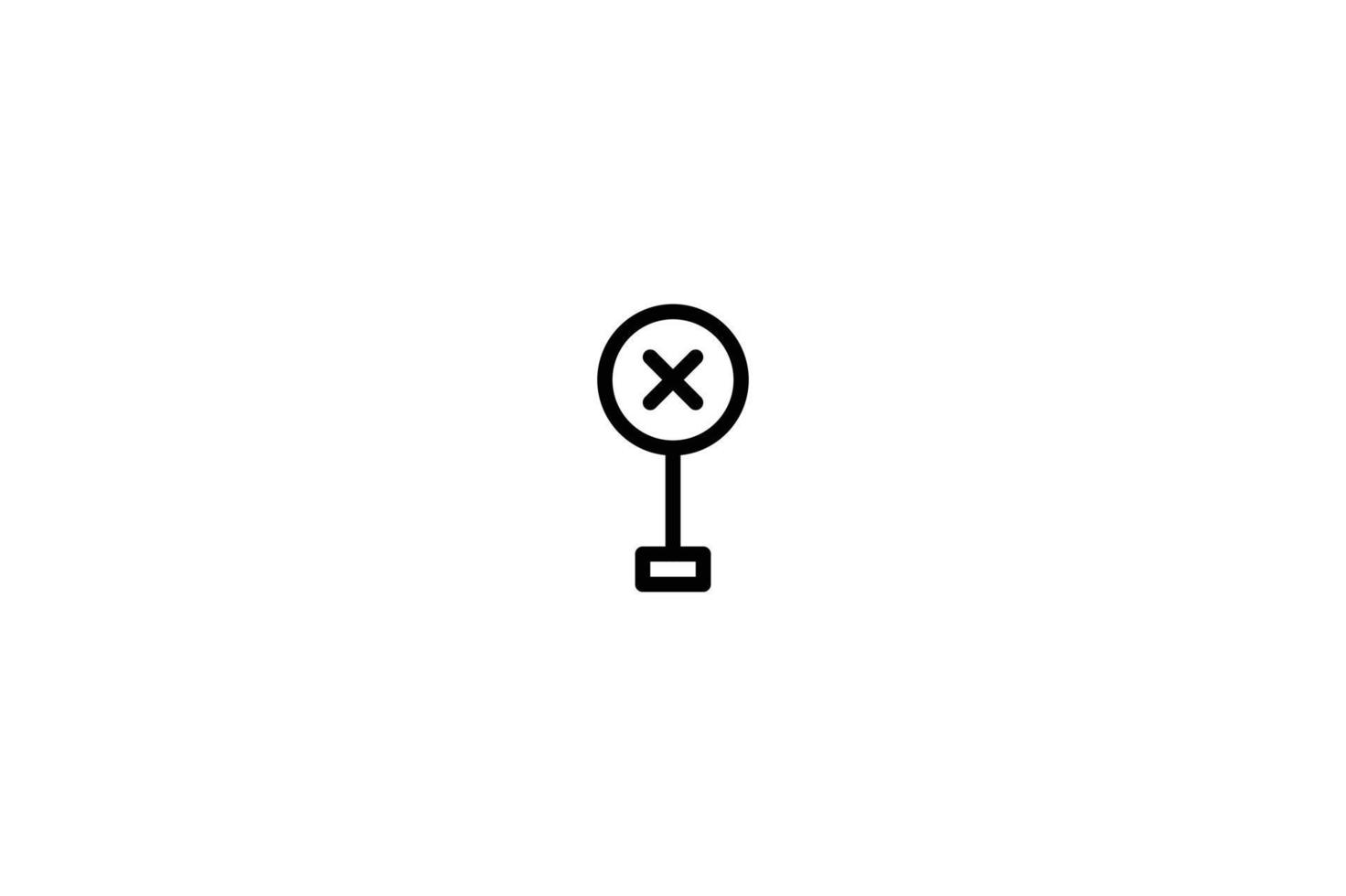 Cross Sign Icon Construction Line Style Free vector