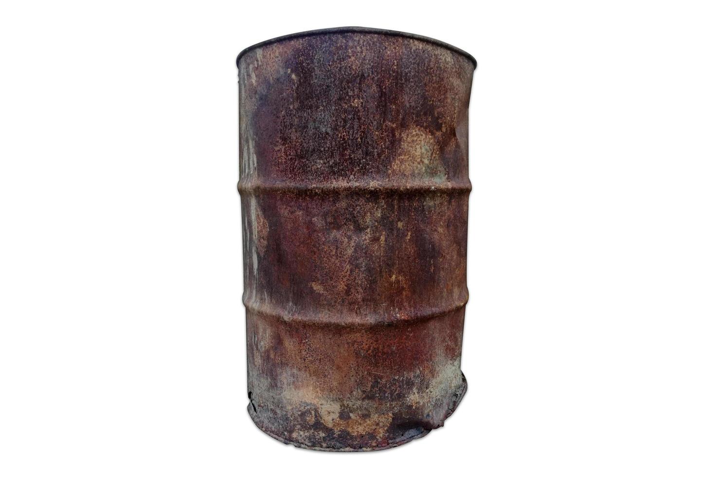 Old and rusty gallon bucket on white background. photo