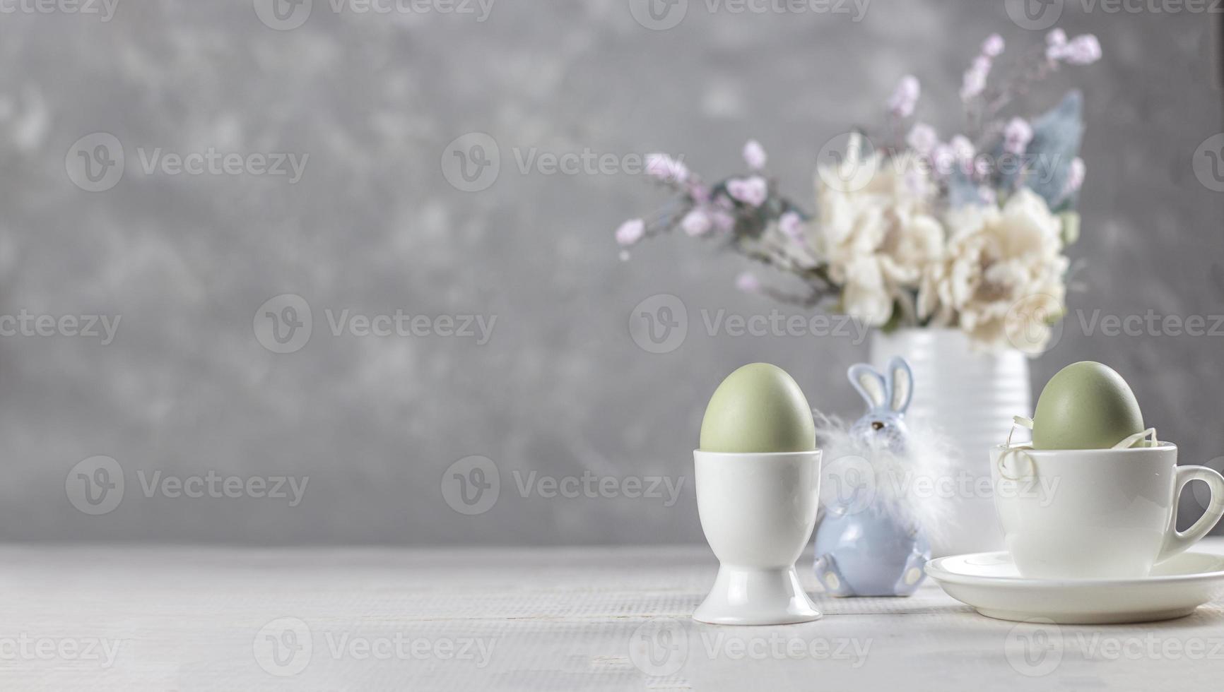 Easter background. Happy Easter Bunnies. Banner. copy space photo