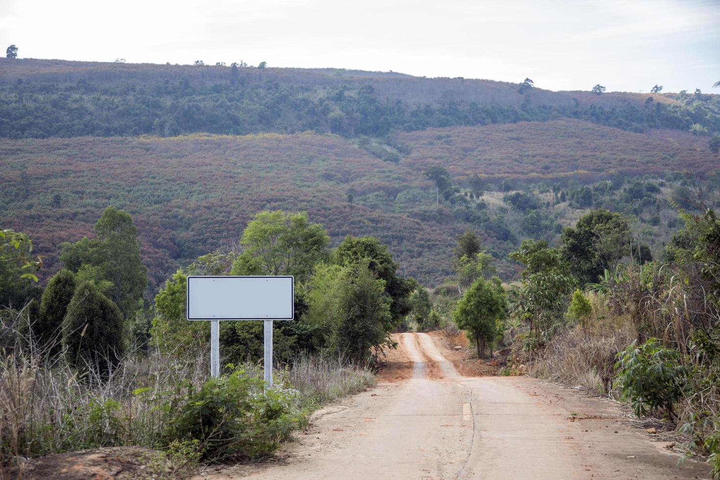 landscape mountain and road sign photo
