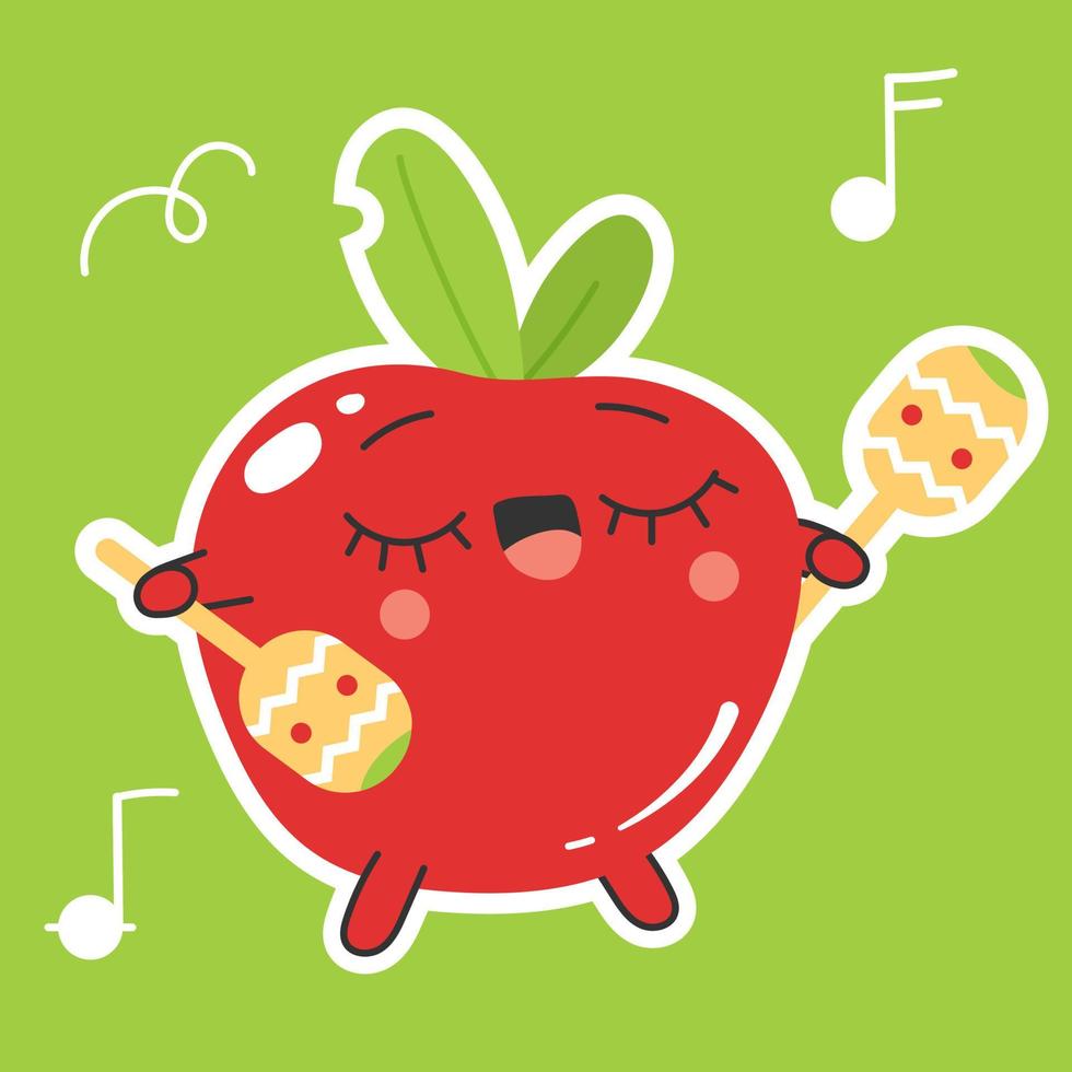 Apple dance with maracas. vector