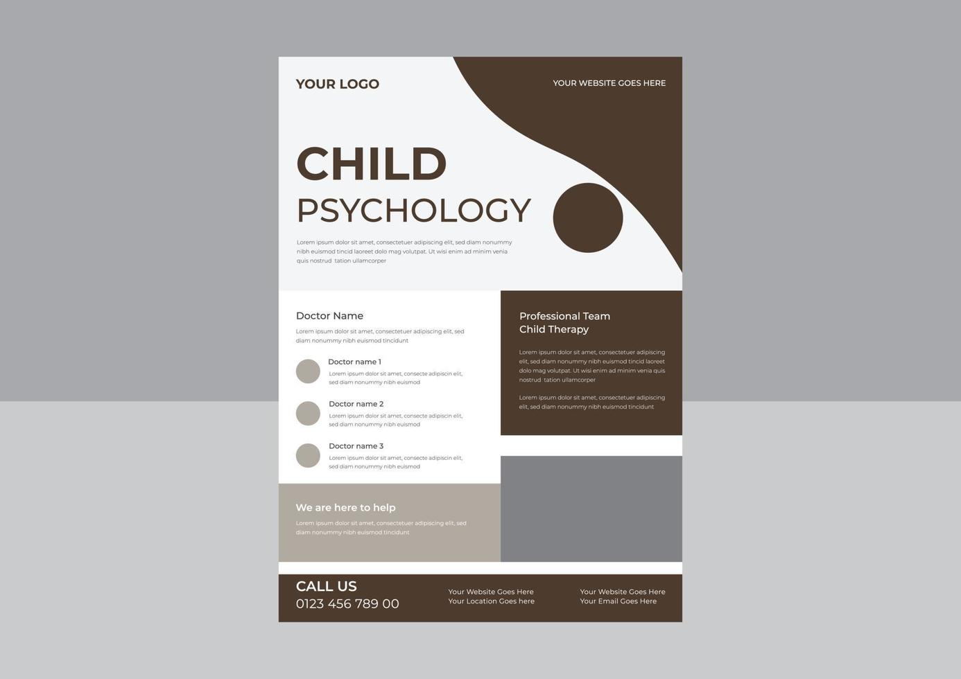 Child therapy flyer design template, medical therapy flyer,  Children counseling poster leaflet template. vector