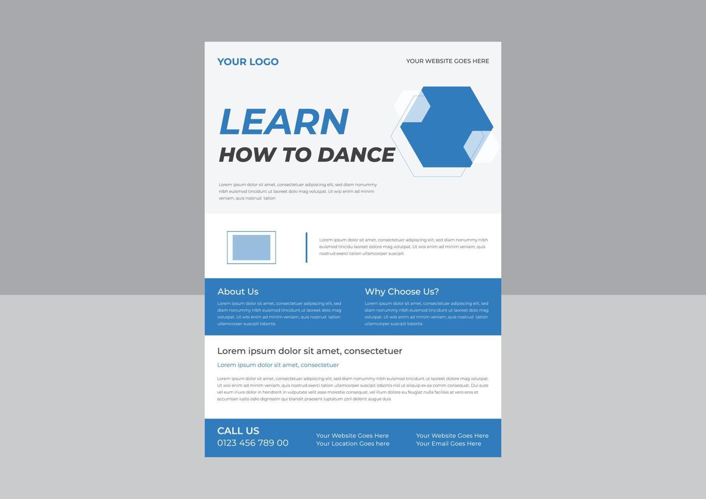 Dance Studio Flyer Template, Dance studio Poster Promotional Flyer, Dance Class Poster Leaflet Design. a4 template, brochure design, cover, flyer, poster, print-ready vector