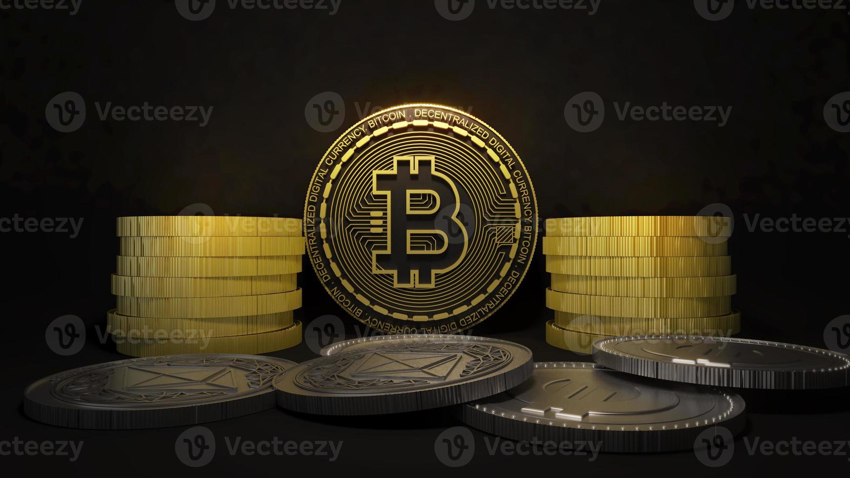 3D Render Bitcoin for Cryptocurrency for Future business world of economy photo