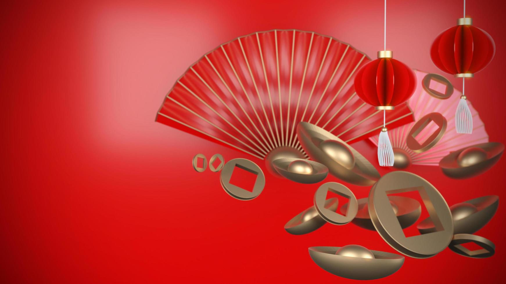 3D Render background for Happy Chinese New Year 2022.gift for rich and good health. photo