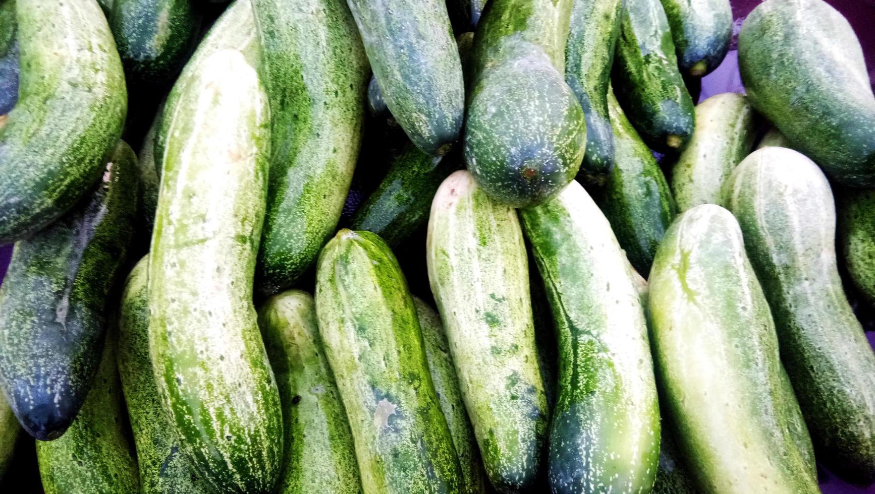 pepino orgánico que se vende en el mercado tradicional foto