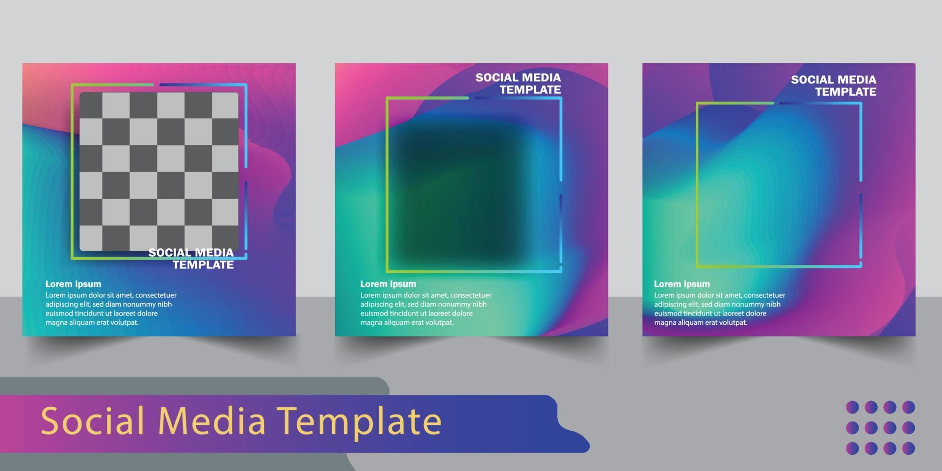 Set of editable  square banner template. Modern social media post full color, light leaks, Suitable for social media post, business, web internet ads  with background for photo layout vector