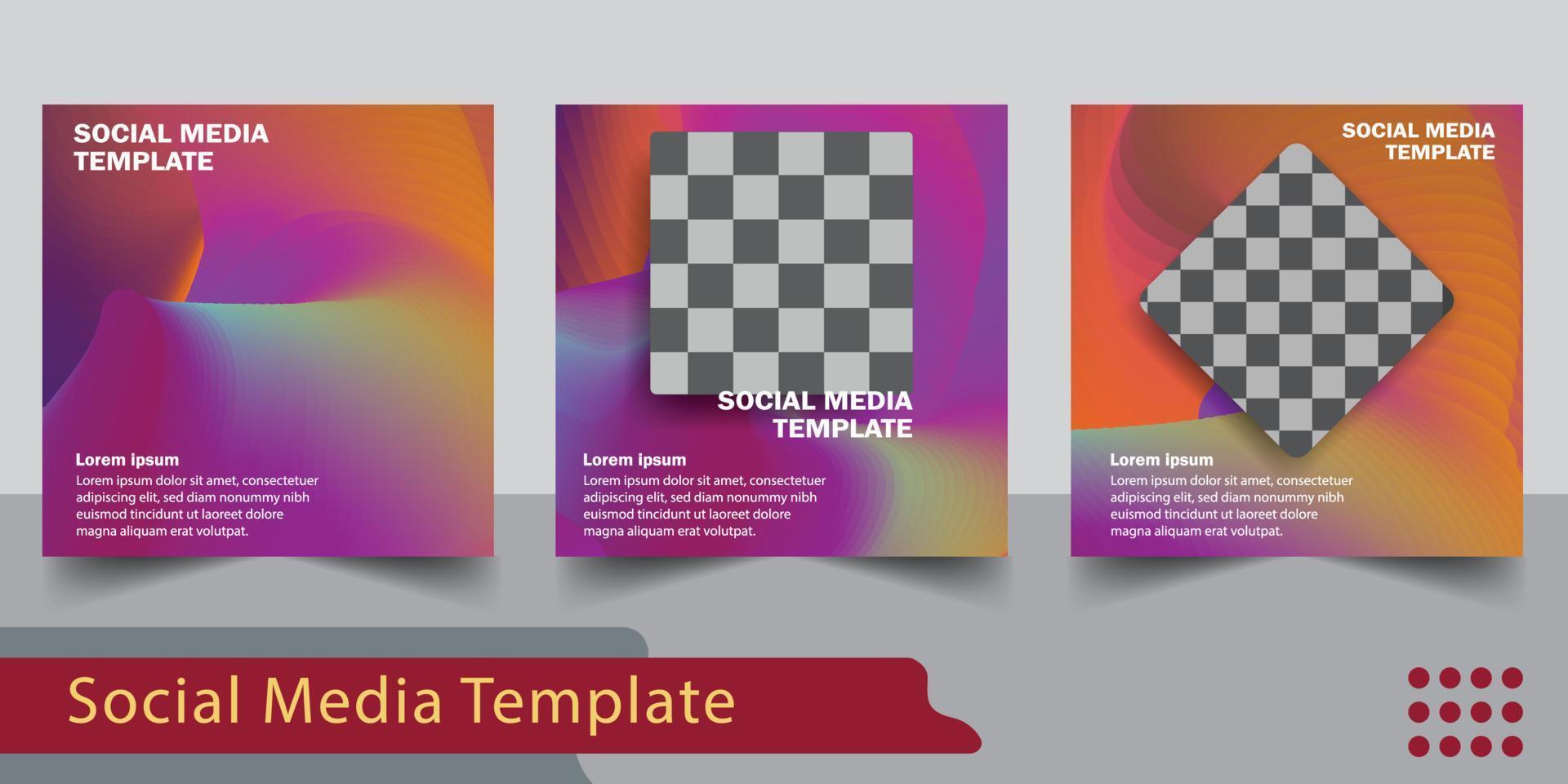Set of editable  square banner template. Modern social media post full color, light leaks, suitable for business, Suitable for social media post and web internet ads. with background for photo layout vector