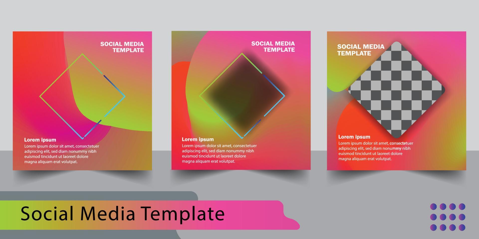 Set of editable  square banner template. Modern social media post full color, light leaks, suitable for business, Suitable for social media post and web internet ads. with background for photo layout vector