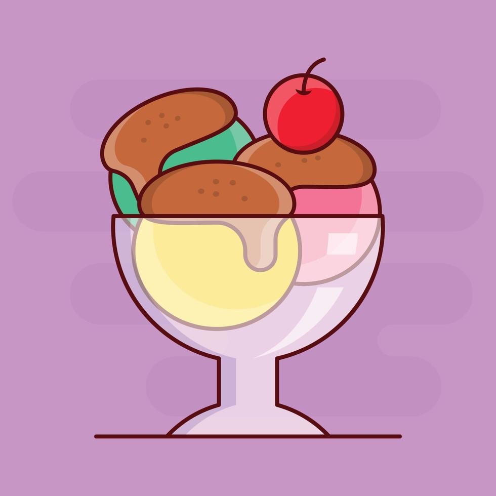 ilustración de vector de helado en un fondo. símbolos de calidad premium. iconos vectoriales para concepto y diseño gráfico.