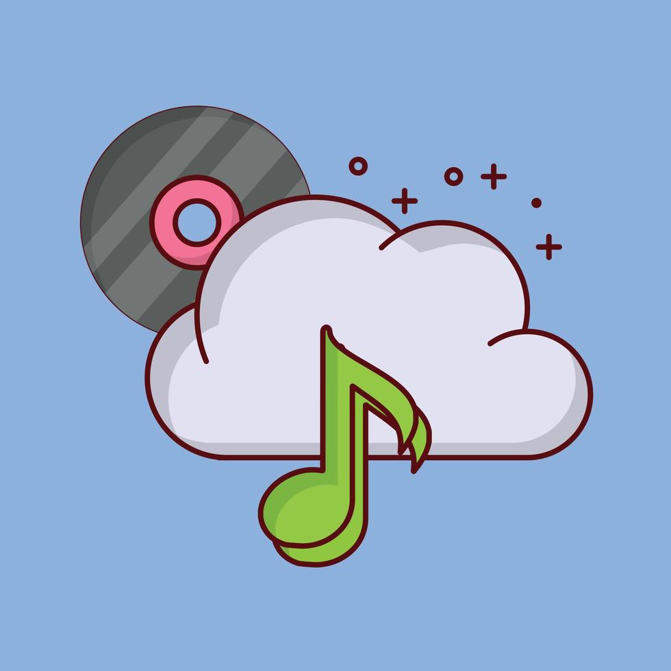 ilustración de vector de música en la nube en un fondo. símbolos de calidad premium. iconos vectoriales para concepto y diseño gráfico.