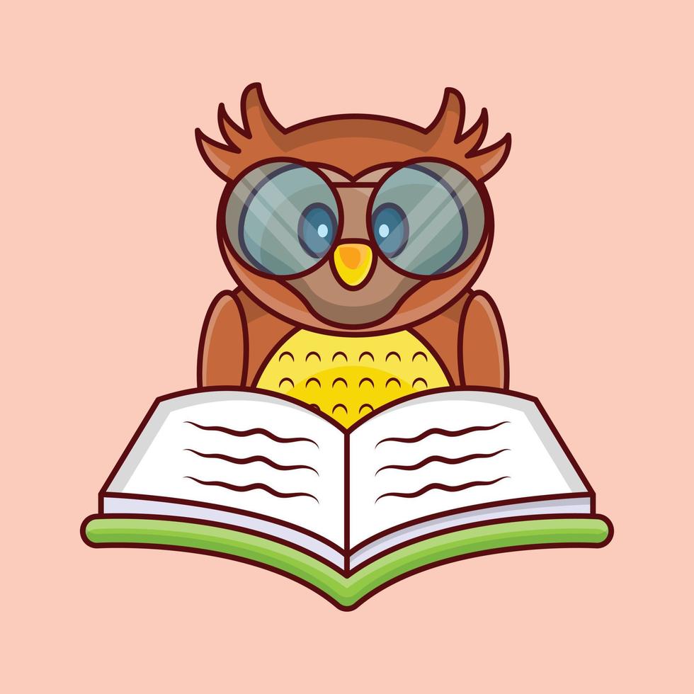 owl book reading vector illustration on a background.Premium quality symbols. vector icons for concept and graphic design.