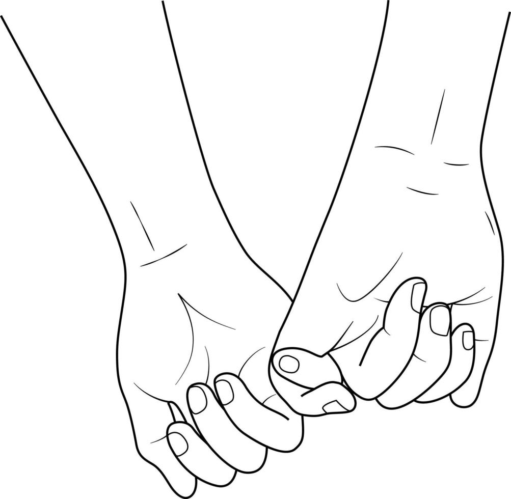 Holding hands outline. vector