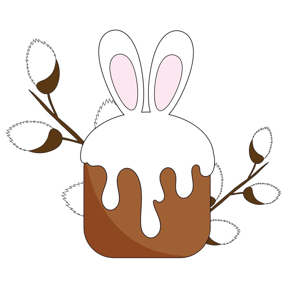 easter cake with rabbit ears vector